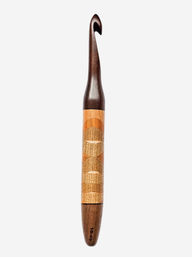 10.00mm Dark Roasted Maple + Cherry / Limba / Osage Orange Zigzag Crochet Hook (Item #75)
