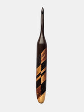 05.50mm Dark Roasted Maple + Wenge / Canary Diagonal Checker Crochet Hook (Item #189)