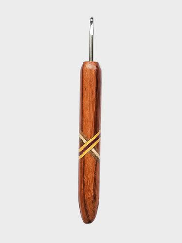 04.00mm Red Zebrawood + Purpleheart / Yellowheart / Maple / Shedua XO Metal Crochet Hook (Item #88)