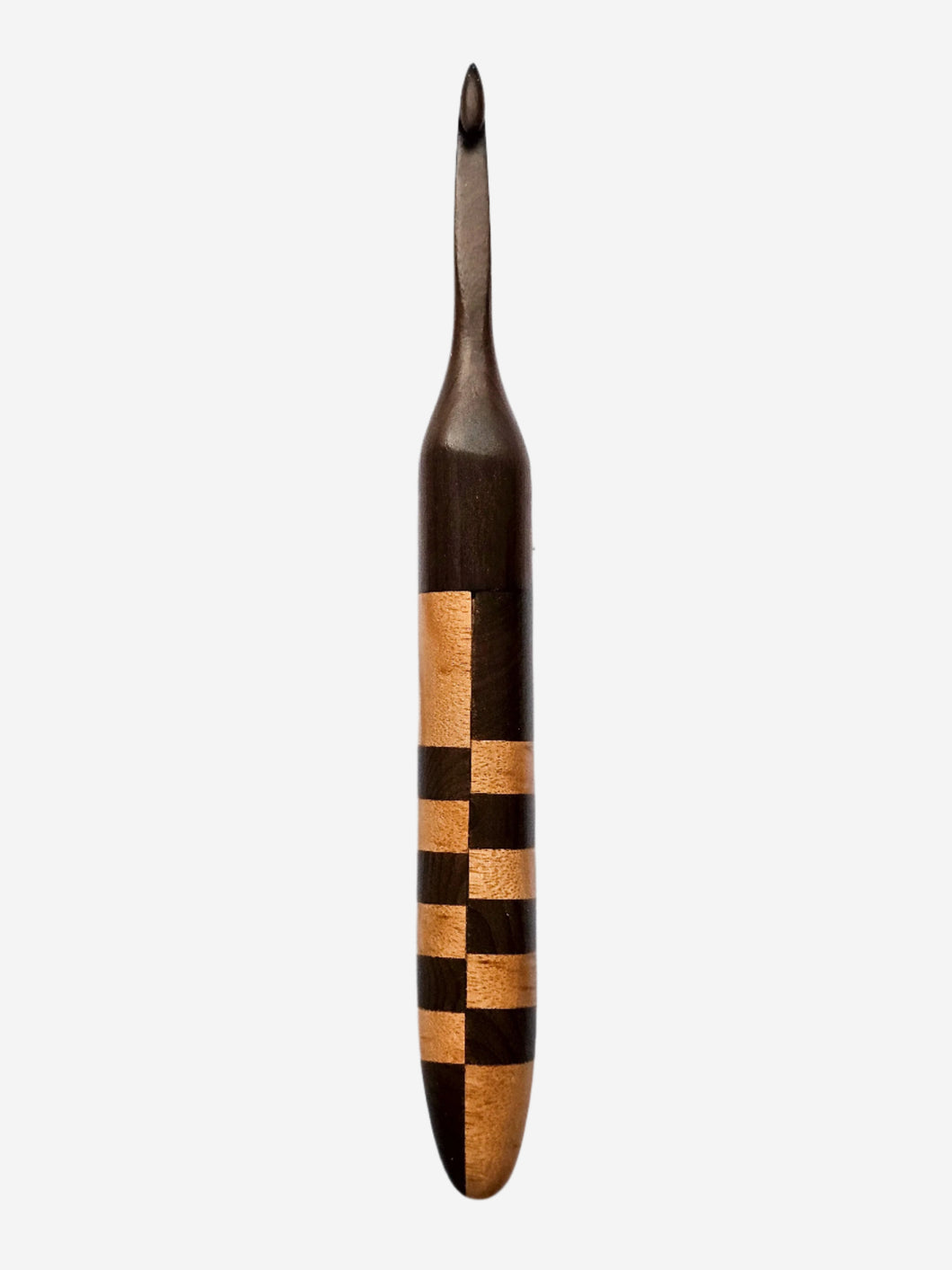 06.00mm Dark Roasted Maple + Tigerowod / DRM Checker Crochet Hook (Item #166)