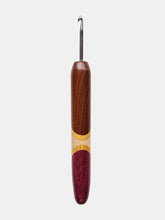 04.00mm Dark Roasted Maple + Yellowheart + Maple + Purpleheart Art Deco Metal Crochet Hook (Item #114)