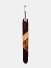 05.00mm Dark Roasted Maple + Zebrawood + Maple + Tigerwood Art Deco Metal Crochet Hook (Item #104)