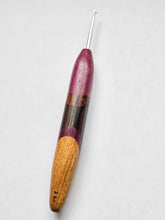 02.00mm Purpleheart + Tigerwood + Wenge + Light Roasted Maple Art Deco Metal Crochet Hook (Item #168)
