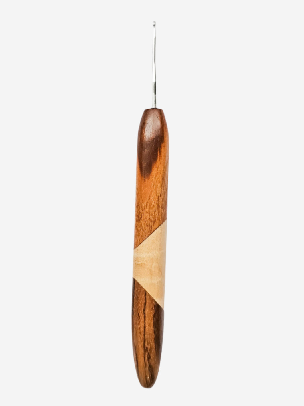 02.00mm Tigerwood + Maple + Zebrawood Art Deco Metal Crochet Hook (Item #146)