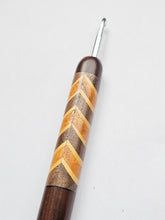 05.00mm Dark Roasted Maple + Walnut / Osage Orange / Yellowheart Chevron Metal Crochet Hook - SECONDS SALE (Item #192)