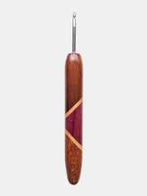 04.00mm Dark Roasted Maple + Maple + Purpleheart + Lacewood Art Deco Metal Crochet Hook (Item #170)