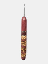 03.00mm Purpleheart + Green Spectraply + Zebrawood Diagonal Stripes Metal Crochet Hook (Item #147)
