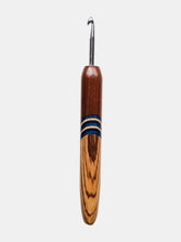05.00mm Dark Roasted Maple + Blue Spectraply + Zebrawood Metal Crochet Hook (Item #168)