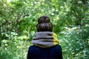 Modèle de tricot : écharpe Moss Trail Infinity